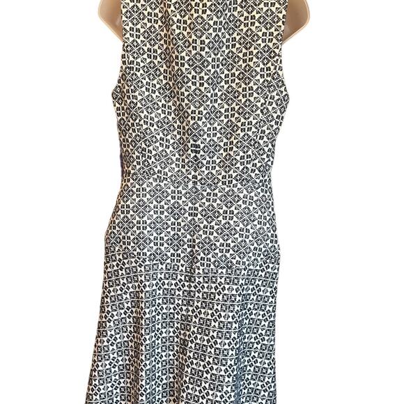 Sz 4 TORY BURCH Designer Geometric Sleeveless Fit and Flare Jewel Neck Dress EUC - Picture 9 of 16